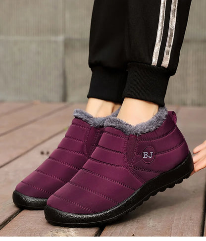 Women Winter Boots - Lightweight Waterproof Ankle Snow Boots With Plush Lining - ZOOMNSTORE