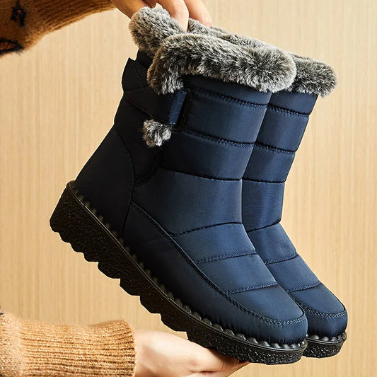 Women's Boots 2024 Trend Winter Shoes For Woman Winter Boots Ankle Low Heels Botas Mujer Waterproof Snow Boots With Fur Shoes - ZOOMNSTORE