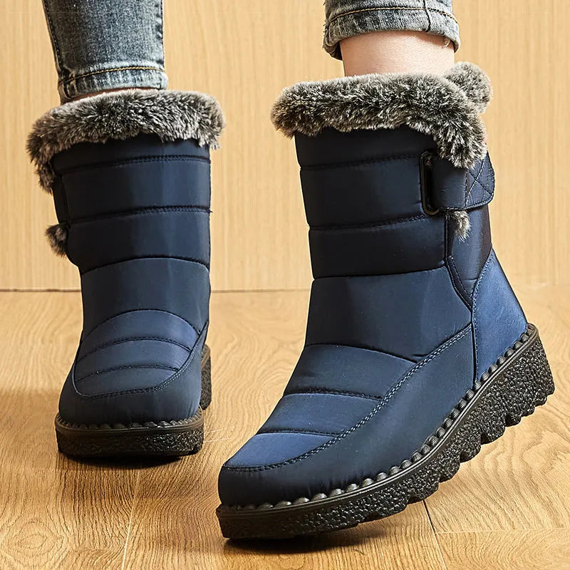 Women's Boots 2024 Trend Winter Shoes For Woman Winter Boots Ankle Low Heels Botas Mujer Waterproof Snow Boots With Fur Shoes - ZOOMNSTORE