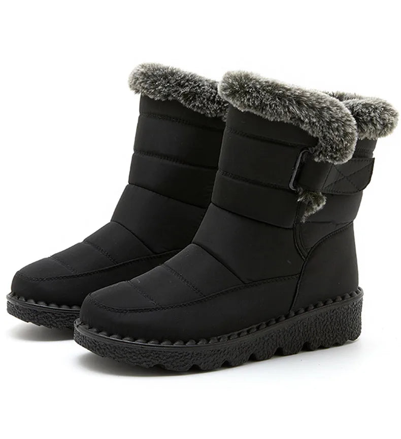 Women's Boots 2024 Trend Winter Shoes For Woman Winter Boots Ankle Low Heels Botas Mujer Waterproof Snow Boots With Fur Shoes - ZOOMNSTORE