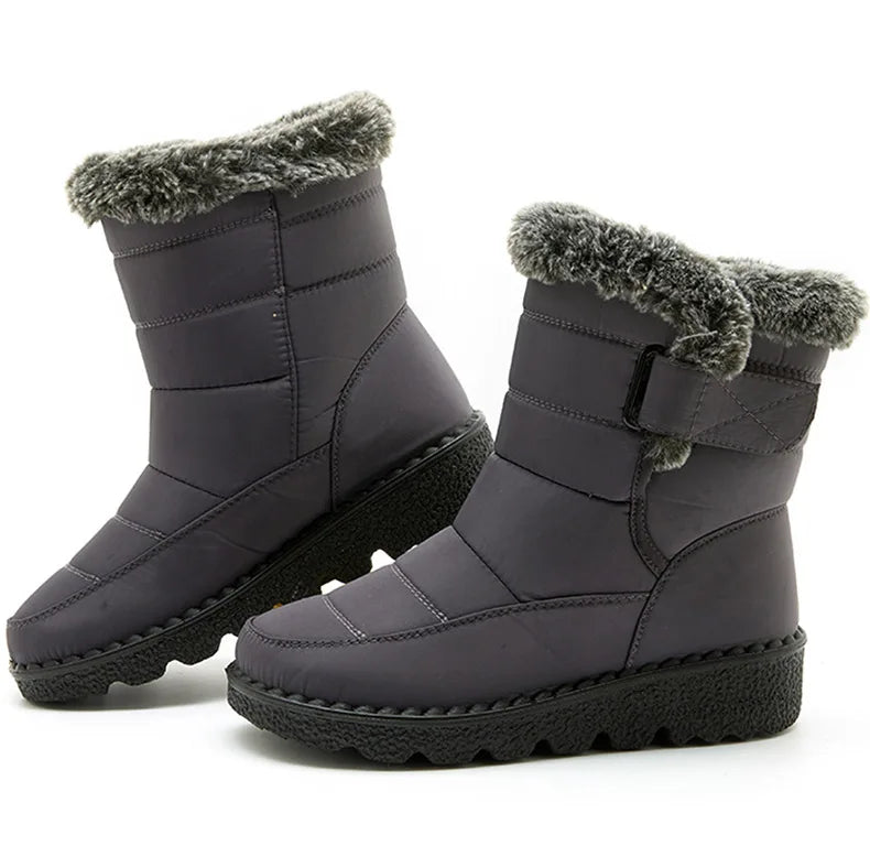 Women's Boots 2024 Trend Winter Shoes For Woman Winter Boots Ankle Low Heels Botas Mujer Waterproof Snow Boots With Fur Shoes - ZOOMNSTORE