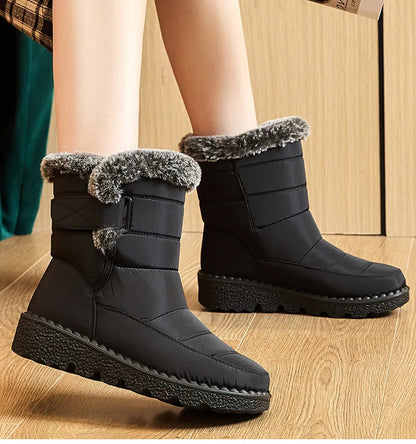 Women's Boots 2024 Trend Winter Shoes For Woman Winter Boots Ankle Low Heels Botas Mujer Waterproof Snow Boots With Fur Shoes - ZOOMNSTORE