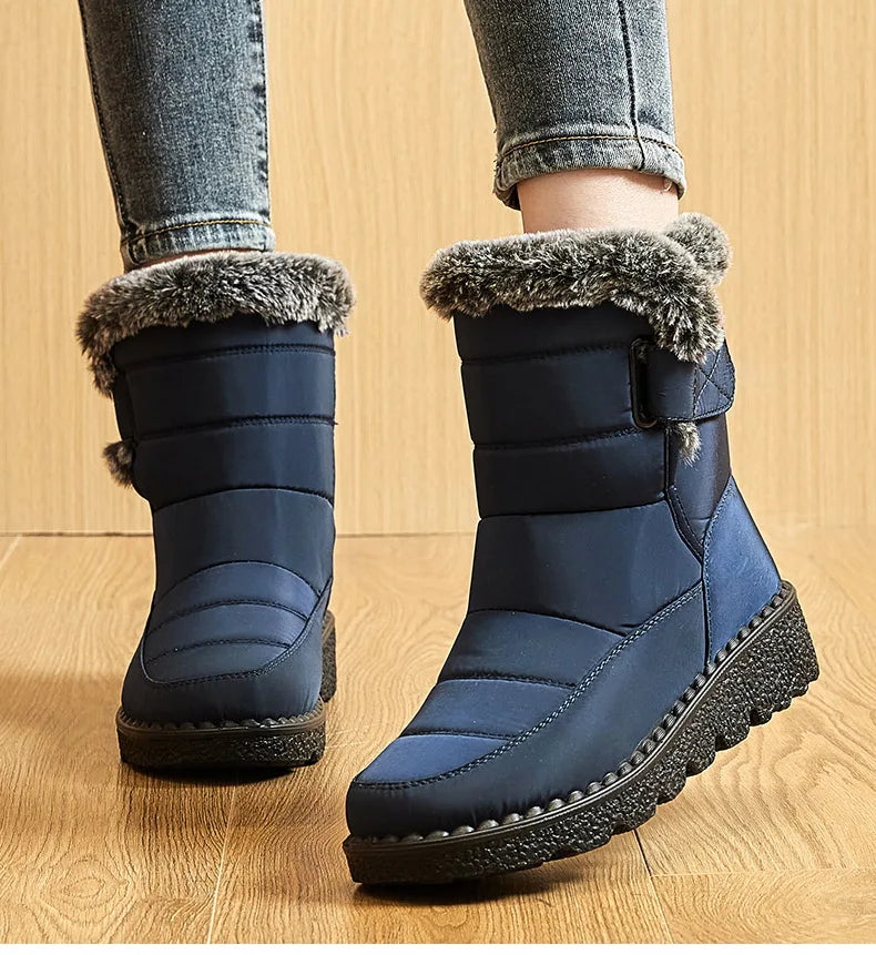 Women's Boots 2024 Trend Winter Shoes For Woman Winter Boots Ankle Low Heels Botas Mujer Waterproof Snow Boots With Fur Shoes - ZOOMNSTORE
