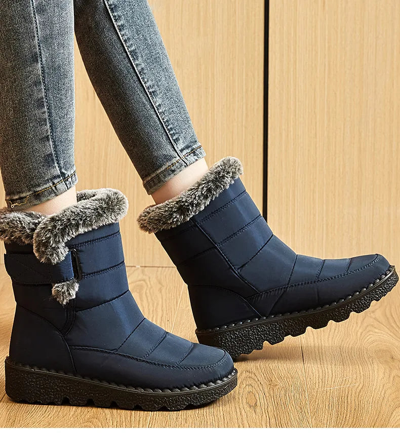 Women's Boots 2024 Trend Winter Shoes For Woman Winter Boots Ankle Low Heels Botas Mujer Waterproof Snow Boots With Fur Shoes - ZOOMNSTORE