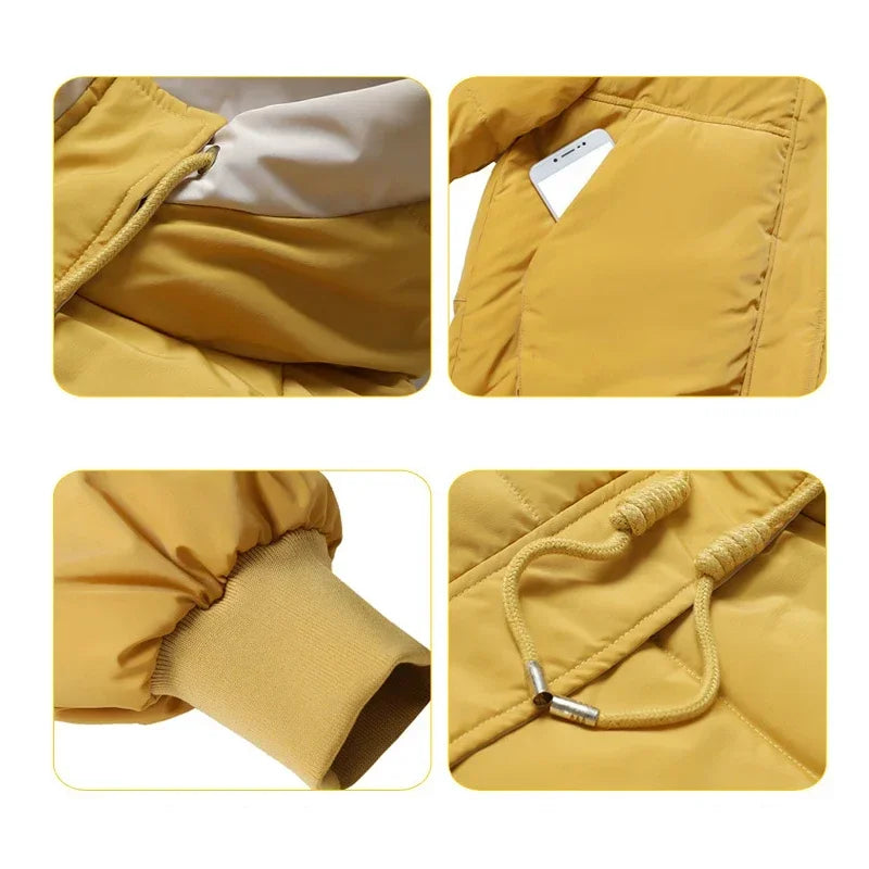 Womens Hooded Winter Jacket - Cotton Padded Warm Coat - ZOOMNSTORE