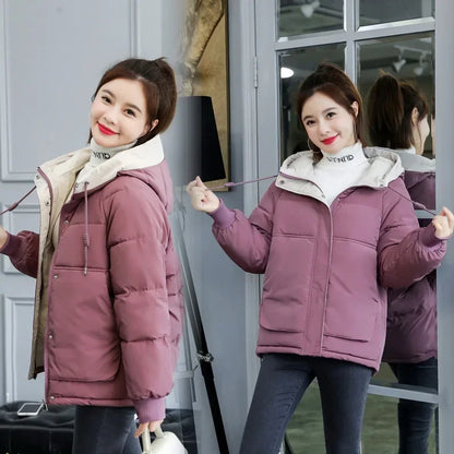 Womens Hooded Winter Jacket - Cotton Padded Warm Coat - ZOOMNSTORE