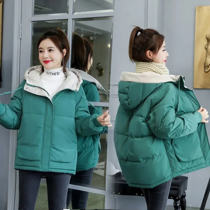 Womens Hooded Winter Jacket - Cotton Padded Warm Coat - ZOOMNSTORE