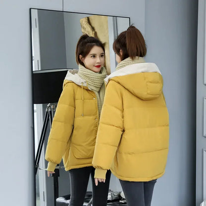 Womens Hooded Winter Jacket - Cotton Padded Warm Coat - ZOOMNSTORE