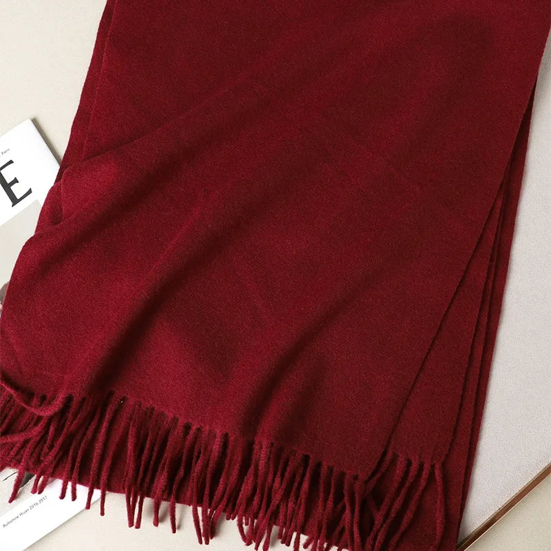 62-Color Cashmere Winter Scarf - Warm Thicken Pashmina Shawl with Tassels - ZOOMNSTORE