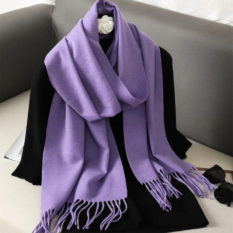 62-Color Cashmere Winter Scarf - Warm Thicken Pashmina Shawl with Tassels - ZOOMNSTORE