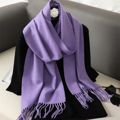 62-Color Cashmere Winter Scarf - Warm Thicken Pashmina Shawl with Tassels - ZOOMNSTORE