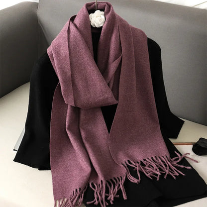 62-Color Cashmere Winter Scarf - Warm Thicken Pashmina Shawl with Tassels - ZOOMNSTORE