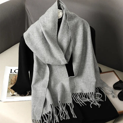 62-Color Cashmere Winter Scarf - Warm Thicken Pashmina Shawl with Tassels - ZOOMNSTORE