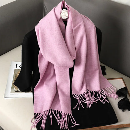 62-Color Cashmere Winter Scarf - Warm Thicken Pashmina Shawl with Tassels - ZOOMNSTORE