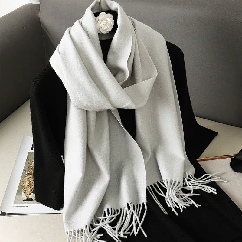 62-Color Cashmere Winter Scarf - Warm Thicken Pashmina Shawl with Tassels - ZOOMNSTORE