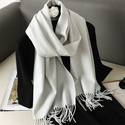 62-Color Cashmere Winter Scarf - Warm Thicken Pashmina Shawl with Tassels - ZOOMNSTORE