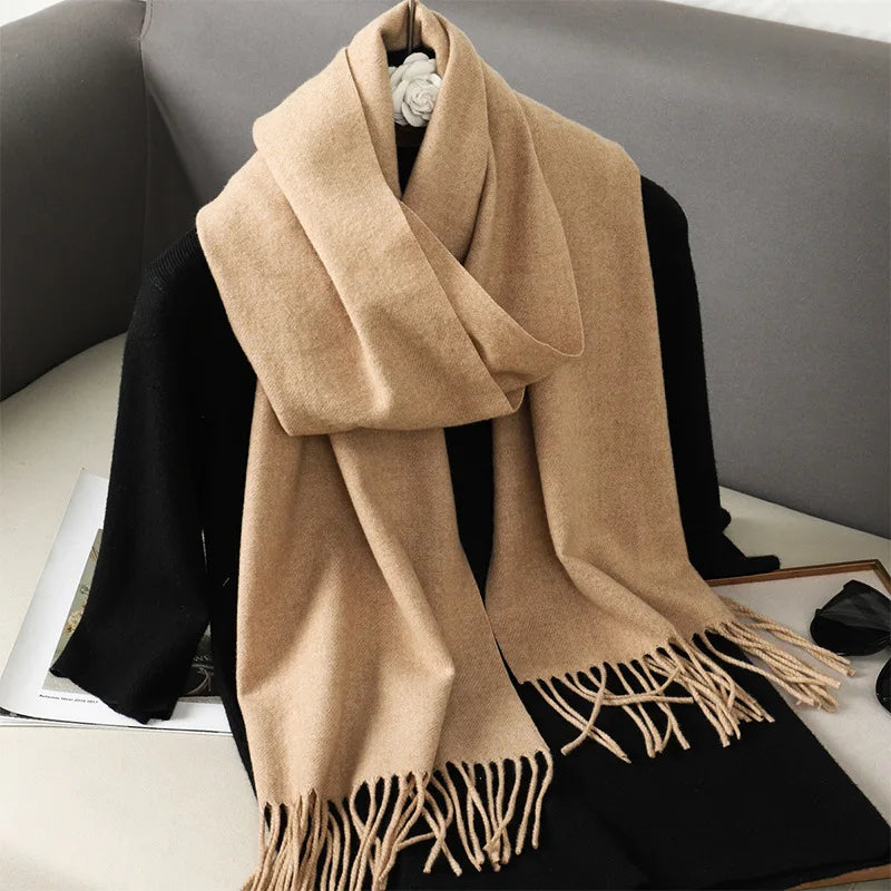 62-Color Cashmere Winter Scarf - Warm Thicken Pashmina Shawl with Tassels - ZOOMNSTORE