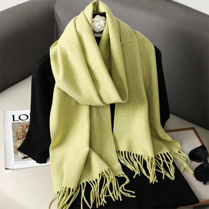 62-Color Cashmere Winter Scarf - Warm Thicken Pashmina Shawl with Tassels - ZOOMNSTORE