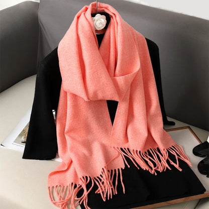 62-Color Cashmere Winter Scarf - Warm Thicken Pashmina Shawl with Tassels - ZOOMNSTORE