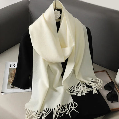 62-Color Cashmere Winter Scarf - Warm Thicken Pashmina Shawl with Tassels - ZOOMNSTORE