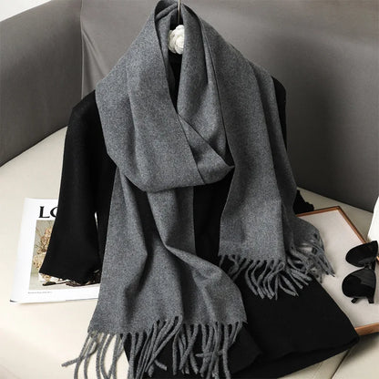 62-Color Cashmere Winter Scarf - Warm Thicken Pashmina Shawl with Tassels - ZOOMNSTORE