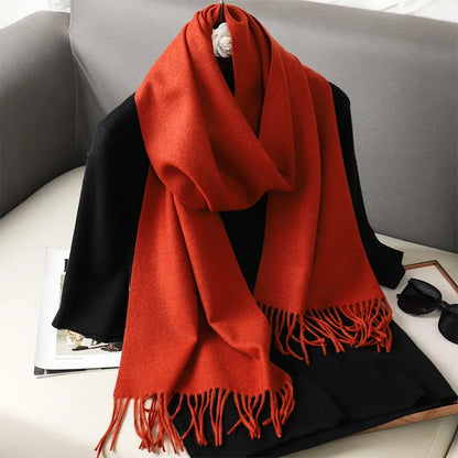 62-Color Cashmere Winter Scarf - Warm Thicken Pashmina Shawl with Tassels - ZOOMNSTORE