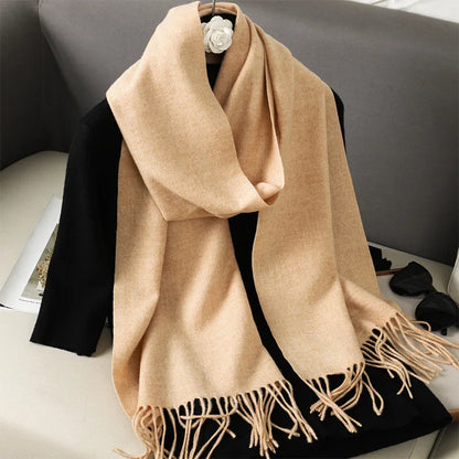 62-Color Cashmere Winter Scarf - Warm Thicken Pashmina Shawl with Tassels - ZOOMNSTORE