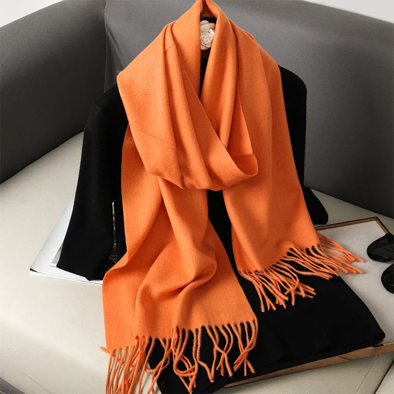 62-Color Cashmere Winter Scarf - Warm Thicken Pashmina Shawl with Tassels - ZOOMNSTORE