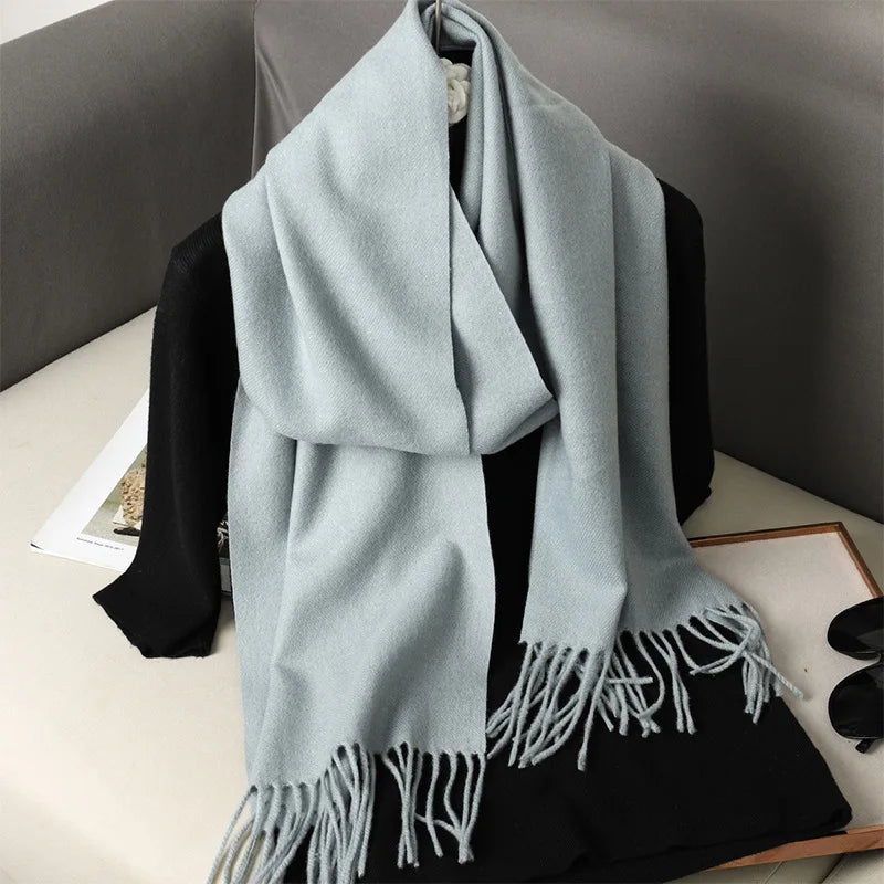 62-Color Cashmere Winter Scarf - Warm Thicken Pashmina Shawl with Tassels - ZOOMNSTORE