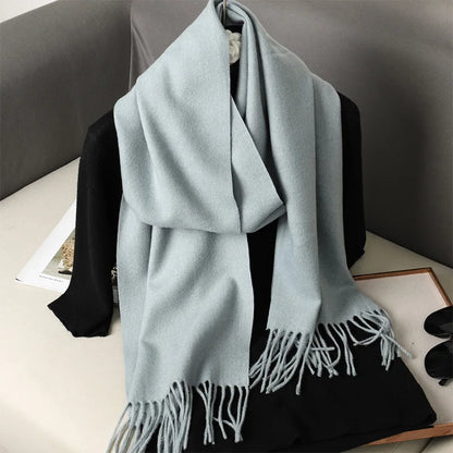 62-Color Cashmere Winter Scarf - Warm Thicken Pashmina Shawl with Tassels - ZOOMNSTORE