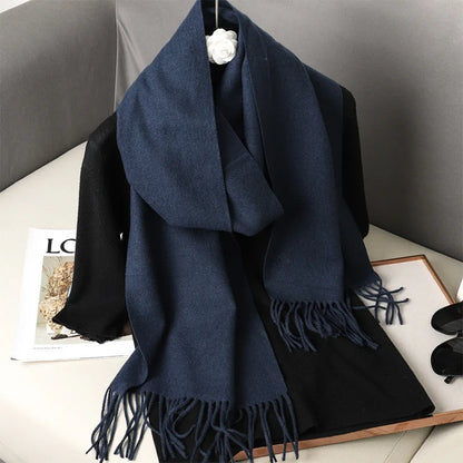 62-Color Cashmere Winter Scarf - Warm Thicken Pashmina Shawl with Tassels - ZOOMNSTORE