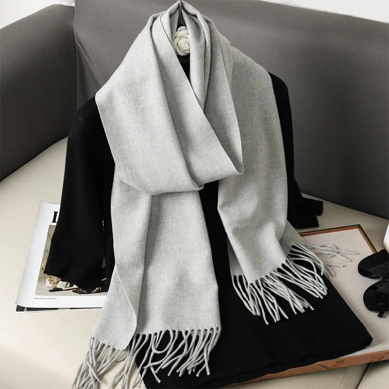 62-Color Cashmere Winter Scarf - Warm Thicken Pashmina Shawl with Tassels - ZOOMNSTORE