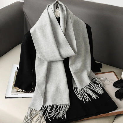 62-Color Cashmere Winter Scarf - Warm Thicken Pashmina Shawl with Tassels - ZOOMNSTORE