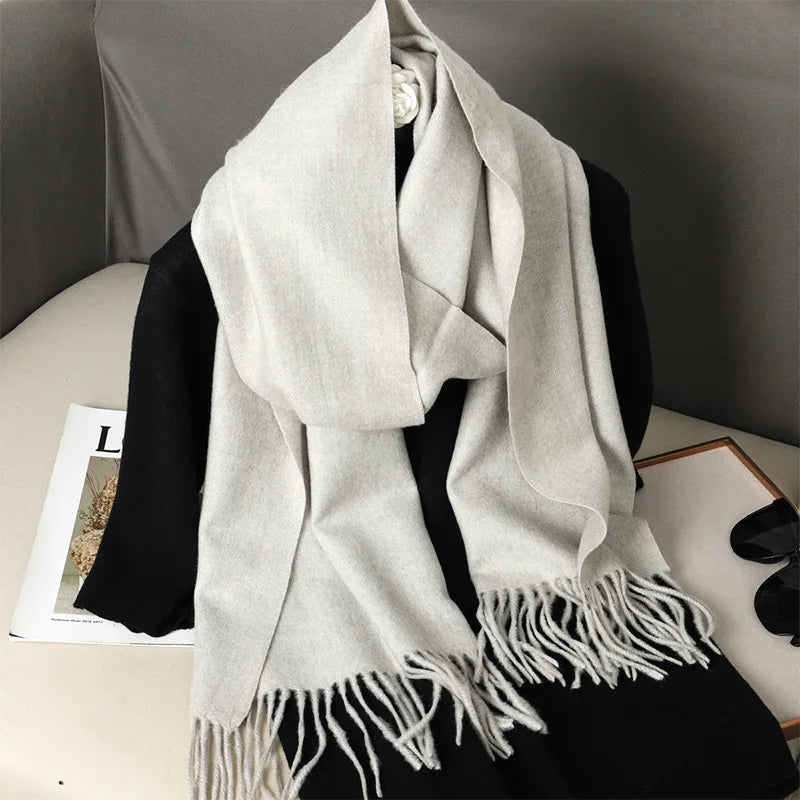62-Color Cashmere Winter Scarf - Warm Thicken Pashmina Shawl with Tassels - ZOOMNSTORE