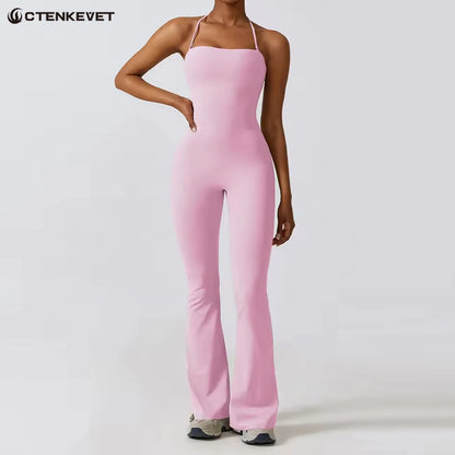Women Yoga Jumpsuit - Sleeveless Quick Dry Workout Wear with Backless Sportswear Design - ZOOMNSTORE