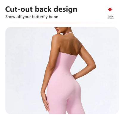 Women Yoga Jumpsuit - Sleeveless Quick Dry Workout Wear with Backless Sportswear Design - ZOOMNSTORE