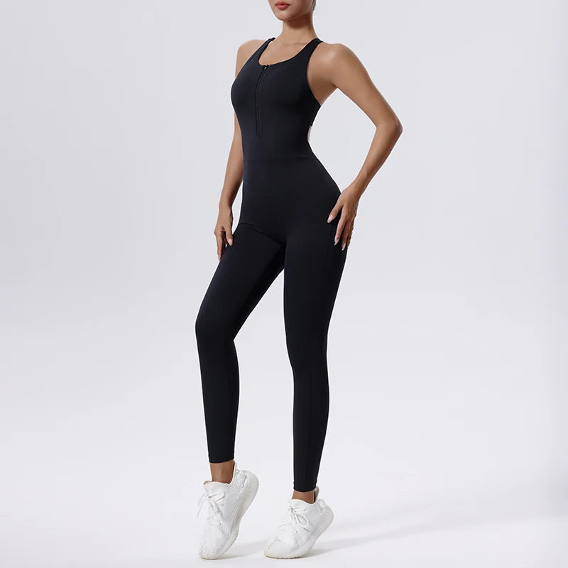 Womens Yoga Jumpsuit - Casual Sleeveless Activewear All-in-One Fitness Outfit - ZOOMNSTORE