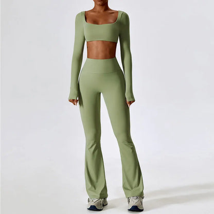 Women Yoga Set – Seamless Sportswear Gym Legging & Fitness Bra Crop Top - ZOOMNSTORE