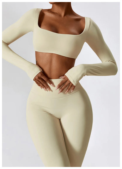 Women Yoga Set – Seamless Sportswear Gym Legging & Fitness Bra Crop Top - ZOOMNSTORE