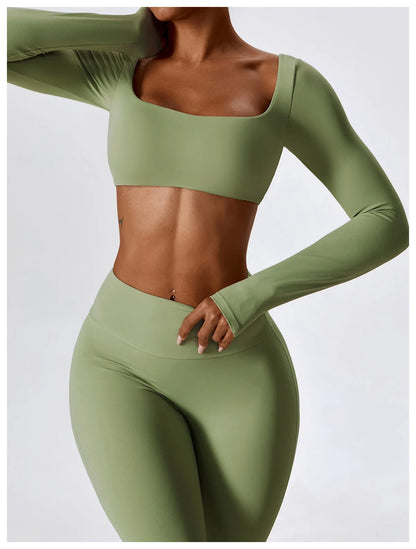 Women Yoga Set – Seamless Sportswear Gym Legging & Fitness Bra Crop Top - ZOOMNSTORE