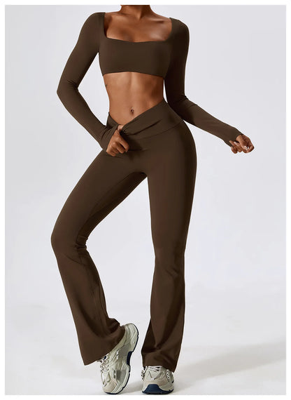 Women Yoga Set – Seamless Sportswear Gym Legging & Fitness Bra Crop Top - ZOOMNSTORE