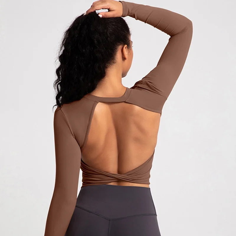 Plus Size Womens Black Long Sleeve Yoga Shirt - Fitness  Running Top - ZOOMNSTORE