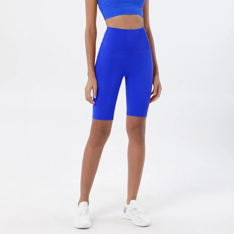 High Waist Nylon Womens Gym Shorts - Breathable Yoga Cycling Shorts No T Line 24 Colors - ZOOMNSTORE