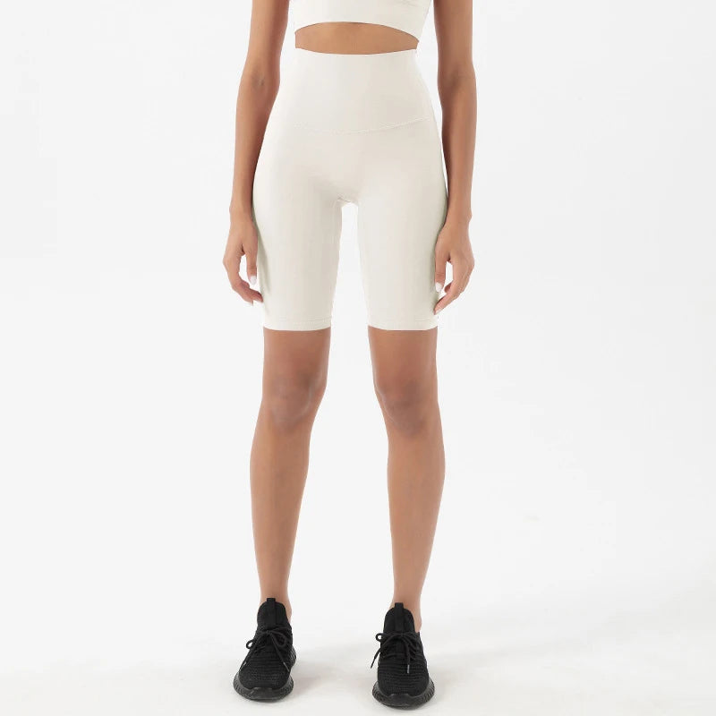 High Waist Nylon Womens Gym Shorts - Breathable Yoga Cycling Shorts No T Line 24 Colors - ZOOMNSTORE