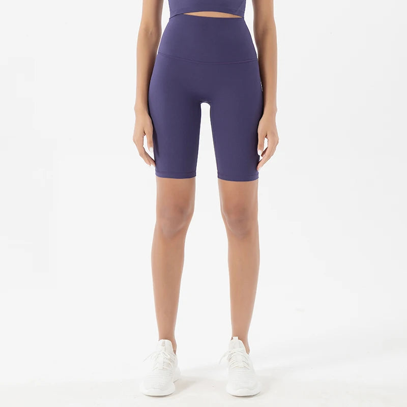 High Waist Nylon Womens Gym Shorts - Breathable Yoga Cycling Shorts No T Line 24 Colors - ZOOMNSTORE