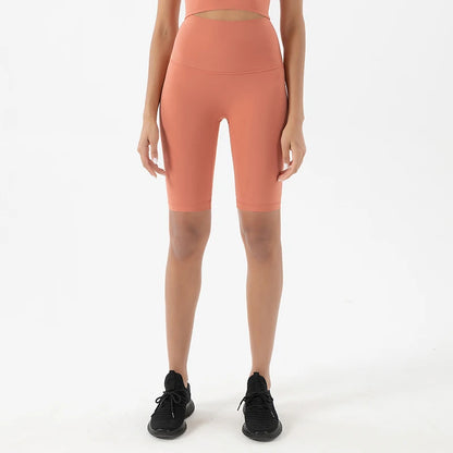 High Waist Nylon Womens Gym Shorts - Breathable Yoga Cycling Shorts No T Line 24 Colors - ZOOMNSTORE