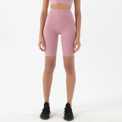 High Waist Nylon Womens Gym Shorts - Breathable Yoga Cycling Shorts No T Line 24 Colors - ZOOMNSTORE