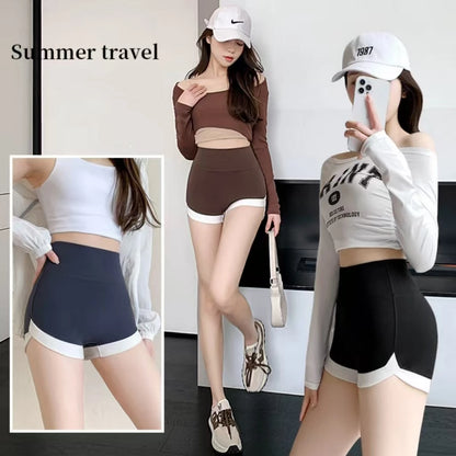 Women Yoga Shorts - High Waist Quick Dry 3-Point Fitness Running Cycling - ZOOMNSTORE