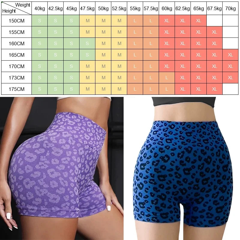 Leopard Print High Waist Yoga Shorts - Womens Gym Fitness Summer Leggings - ZOOMNSTORE