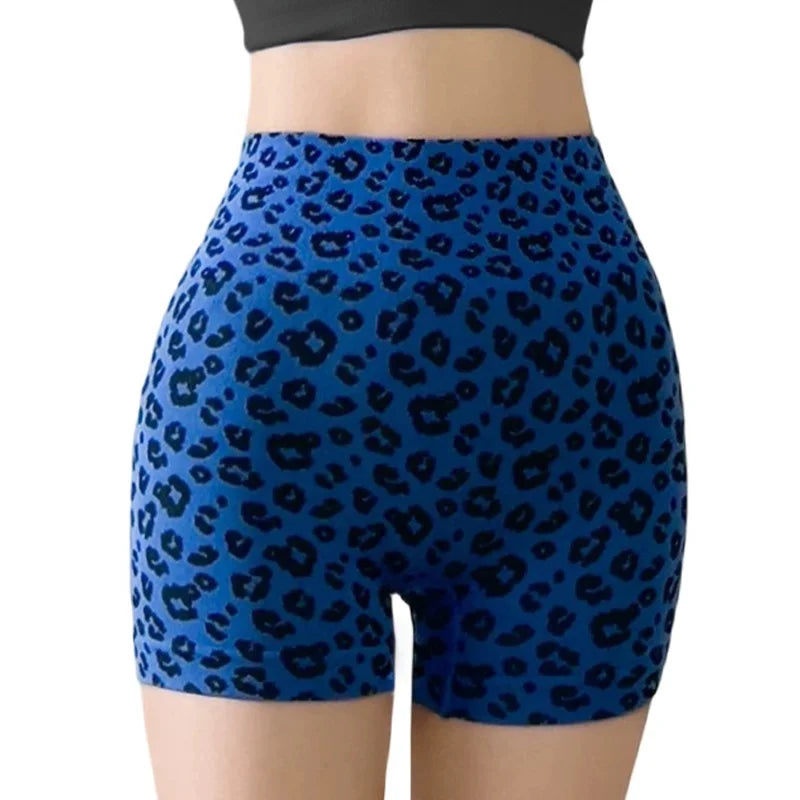 Leopard Print High Waist Yoga Shorts - Womens Gym Fitness Summer Leggings - ZOOMNSTORE